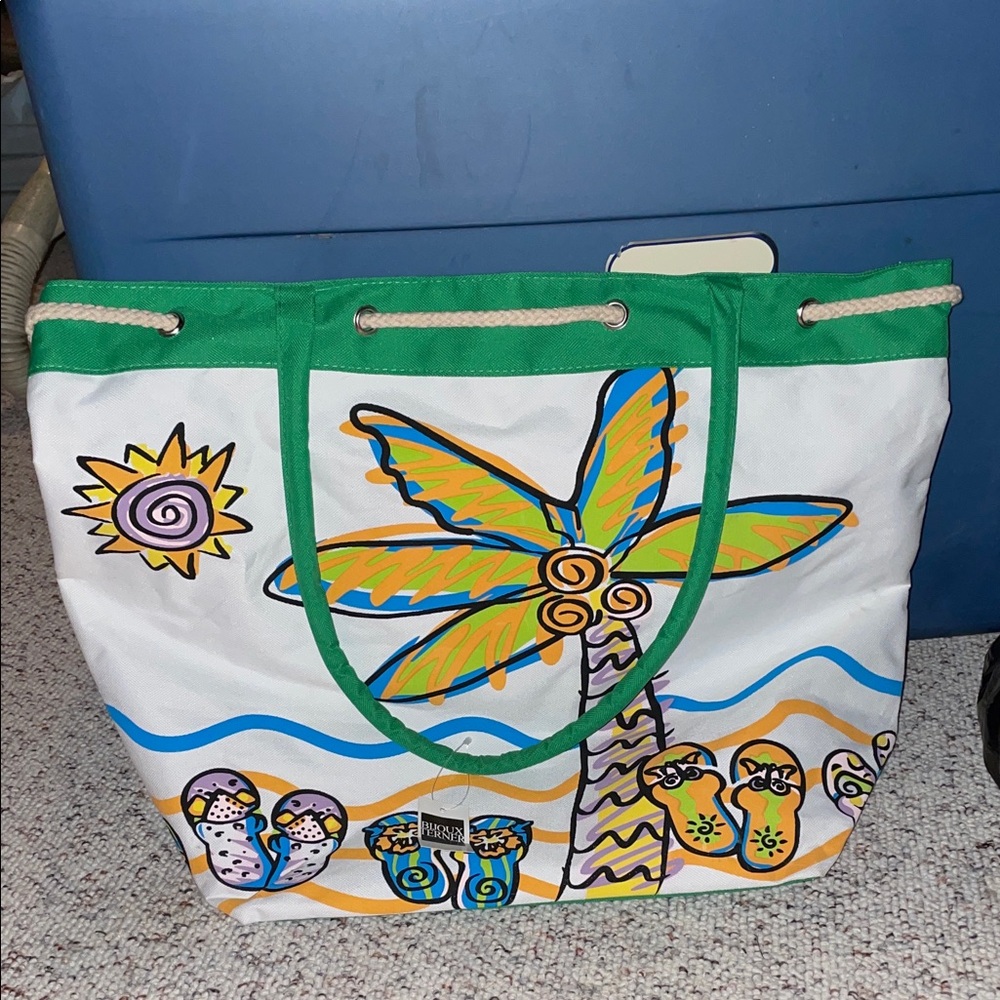 Colorful Palm Tree Beach Tote